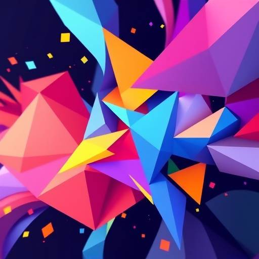 Imagen abstracta que representa animación y motion graphics con formas geométricas y colores vibrantes.