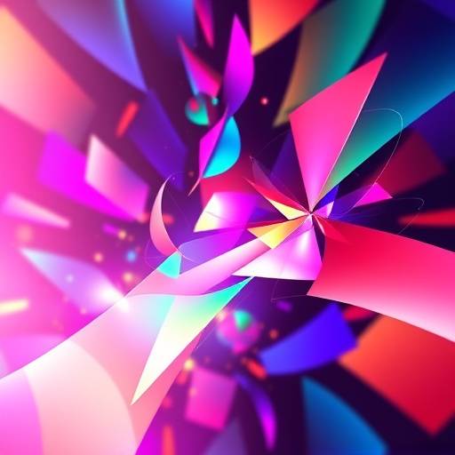 Representación visual de animaciones y motion graphics con formas y colores vibrantes